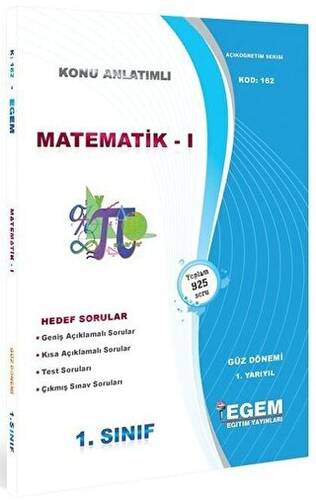 1. Sınıf 1. Yarıyıl Matematik 1 Konu Anlatımlı Soru Bankası - Kod 162 - 1