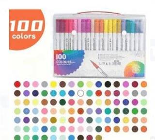 100 Renk Çift Uçlu Keçeli Kalem - 1