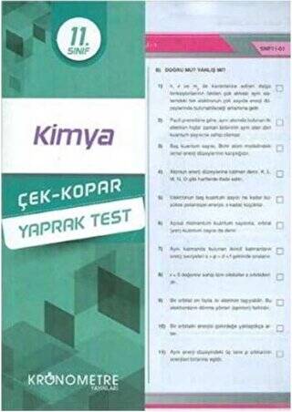 11. Sınıf Kimya Yaprak Test - 1