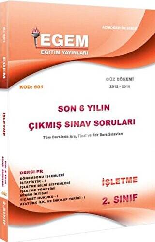 2. Sınıf İşletme Bölümü Çıkmış Sınav Soruları 2012-2018 Güz Dönemi - 1