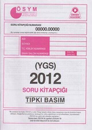 2012 YGS ÖSYM Tıpkı Basım Soru Kitapçığı - 1