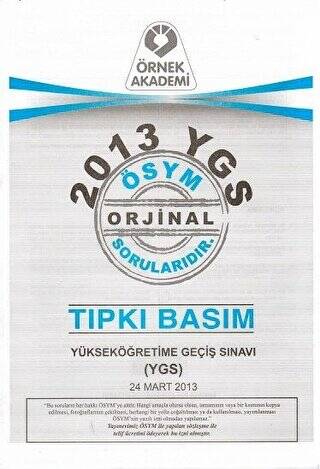 2013 YGS ÖSYM Tıpkı Basım Soru Kitapçığı - 1