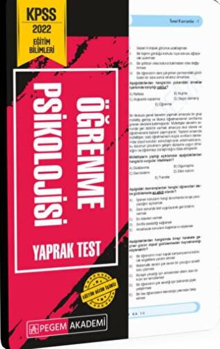 2022 KPSS Eğitim Bilimleri Öğrenme Psikolojisi Yaprak Test - 1