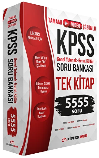 KPSS Genel Yetenek Genel Kültür Tamamı Çözümlü 5555 Soru Bankası Tek Kitap - 1