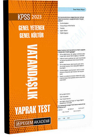2023 KPSS Genel Yetenek Genel Kültür Vatandaşlık Yaprak Test - 1