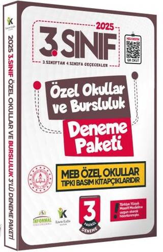 2025 3.Sınıf Özel Okullar ve Bursluluk Hazırlık MEB Tıpkı Basım Deneme 3lü Fasikül Seti - 1