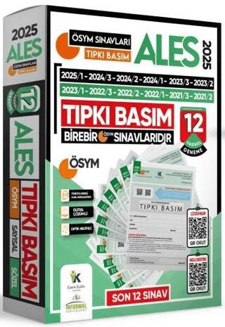 2025 ALES ÖSYM Tıpkı Basım Çıkmış Soru Kitapçıkları 12li Deneme Paketi - 1