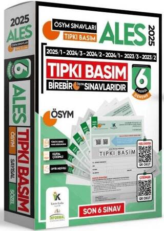 2025 ALES ÖSYM Tıpkı Basım Çıkmış Soru Kitapçıkları Türkiye Geneli Dijital Çözümlü 6lı Deneme Paketi - 1