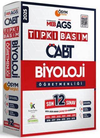 2025 MEB-AGS ÖABT Biyoloji Öğretmenliği ÖSYM Tıpkı Basım 12lİ Deneme Paketi Dijital Çözümlü - 1