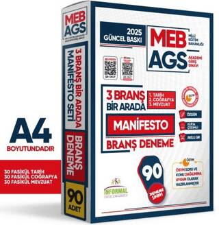 2025 MEB AGS TARİH-COĞRAFYA-MEVZUAT Manifesto 90 Adet Branş Deneme 3x30 Fasikül SETİ Çözümlü - 1