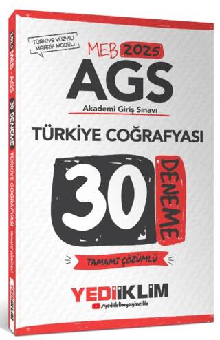 2025 MEB AGS Türkiye Coğrafyası Tamamı Çözümlü 30 Deneme - 1