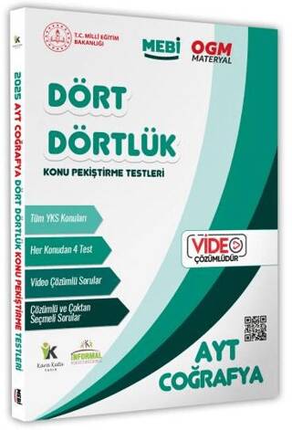 2025 YKS-AYT MEBİ-OGM Dört Dörtlük Coğrafya Pekiştirme Testi Soru Bankası Video Çözümlü - 1