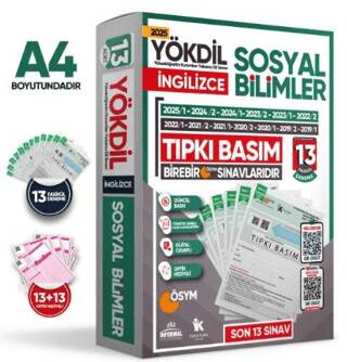 2025 YÖKDİL İngilizce Sosyal Bilimler ÖSYM Çıkmış Soru Tıpkı Basım Deneme Paketi 13li Türkiye Geneli - 1