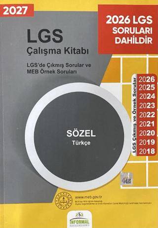 2026 8. Sınıf LGS MEB Örnek Soruları Türkçe Sözel Çalışma Kitabı - 1