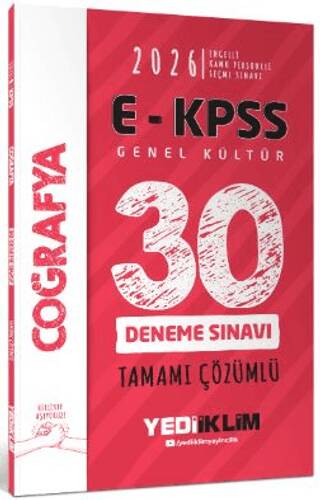 2026 E - KPSS Tüm Adaylar İçin Genel Kültür Coğrafya Tamamı Çözümlü 30 Deneme Sınavı - 1