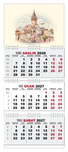 2027 Gemici Duvar Takvimi - Galata Kulesi - 1