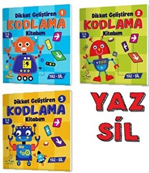 3-6 Yaş Dikkat Geliştiren Kodlama Kitabım Serisi YAZ-SİL İnce Motor Becerileri, Dikkat Geliştirme, Matematiksel Beceriler - Yükselen Zeka Yayınları