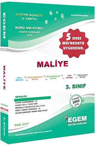 3. Sınıf 6. Yarıyıl Maliye Konu Anlatımlı Hedef Sorular - Kod 3317 - 1