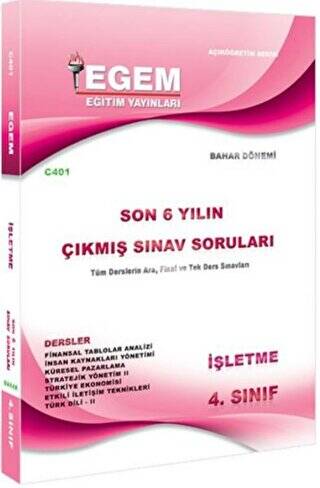 4. Sınıf İşletme Çıkmış Sınav Soruları 2012-2018 - 1