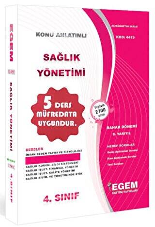 4. Sınıf Sağlık Yönetimi Konu Anlatımlı Soru Bankası - 1