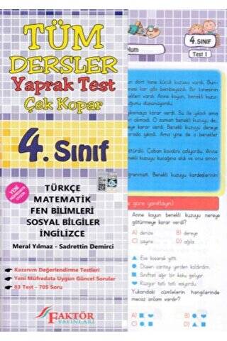 4. Sınıf Tüm Dersler Yaprak Test Çek Kopar - 1