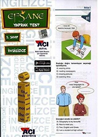 5. Sınıf İngilizce Efsane Çek Kopart Yaprak Test - 1