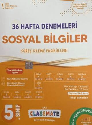 5. Sınıf Sosyal Bilimler Classmate 36 Hafta Denemeleri - 1