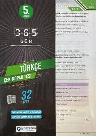5.Sınıf 365 Gün Türkçe 32 Yaprak Test - 1