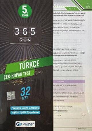 5. Sınıf 365 Gün Türkçe 32 Yaprak Test - 1