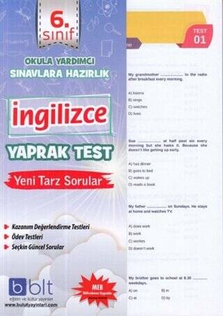 6. Sınıf İngilizce Yaprak Test - 1