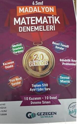 6. Sınıf Madalyon 20li Matematik Denemeleri - 1