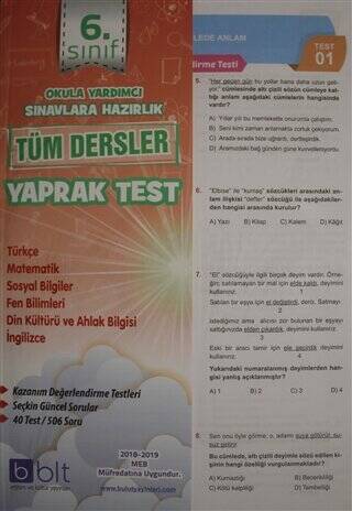 6. Sınıf Tüm Dersler Yaprak Test - 1