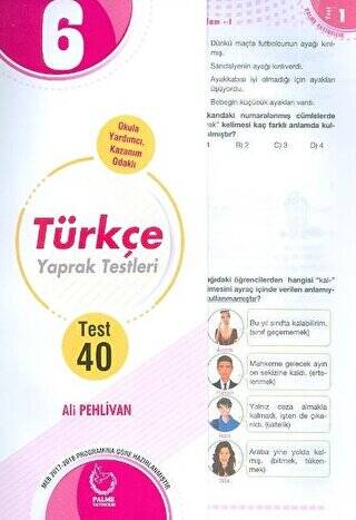 6. Sınıf Türkçe Yaprak Testleri - 1