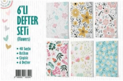 6`lı Defter Seti - Flowers - Note The Time