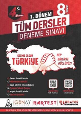 8. Sınıf 1. Dönem 4’Lü Tüm Dersler Deneme Sınavı - 1