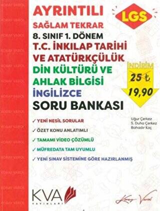 8. Sınıf 1. Dönem LGS Ayrıntılı Sağlam Tekrar İnkılap - Din Kültürü-İngilizce Soru Bankası - 1