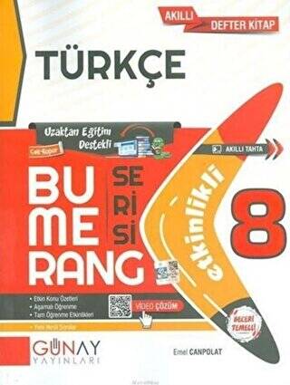 8. Sınıf Bumerang Serisi Etkinlikli Türkçe Akıllı Defter Kitap - 1