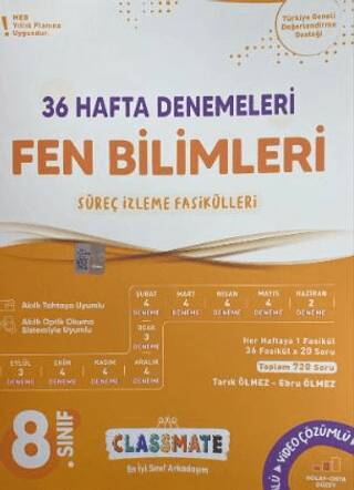 8. Sınıf Fen Bilimleri Classmate 36 Hafta Denemeleri - 1