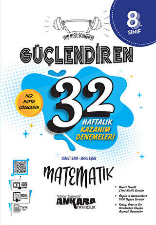 8. Sınıf Güçlendiren 32 Haftalık Matematik Kazanım Denemeleri - 1