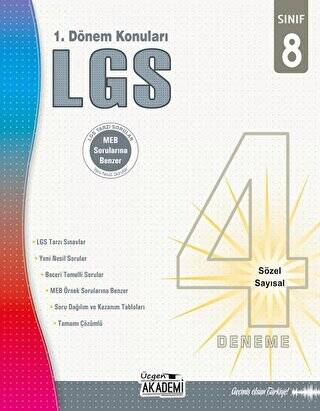 8. Sınıf - LGS 4’lü Deneme - 1. Dönem Konuları - 1