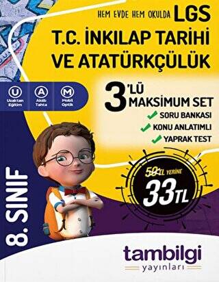 8. Sınıf LGS T.C. İnkılap Tarihi ve Atatürkçülük 3`lü Maksimum Set - 1