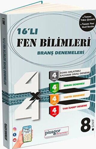 8. Sınıf Pisagor 16`lı Fen Bilimleri Denemesi - 1