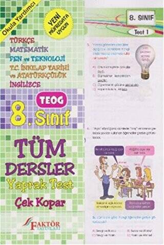 8. Sınıf Tüm Dersler Çek Kopar Yaprak Test - 1