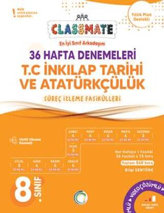 8. Sınıf T.C. İnkılap Tarihi ve Atatürkçülük Classmate 36 Hafta Denemeleri - 1