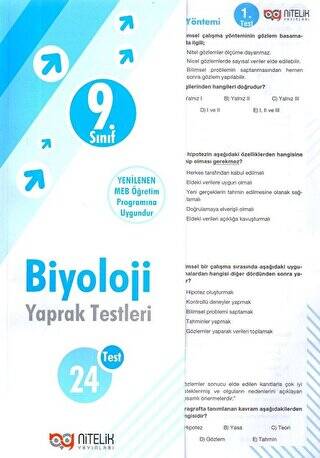 9. Sınıf Biyoloji Yaprak Test - 1