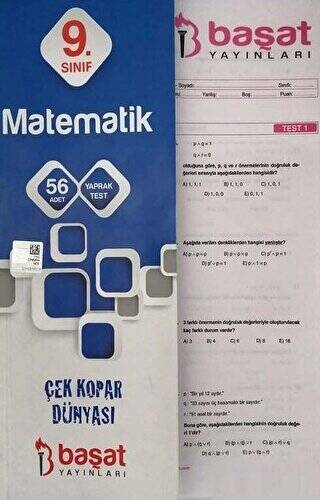 9. Sınıf Matematik Yaprak Test - 1