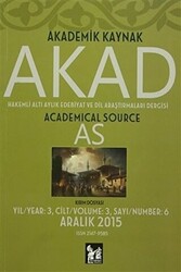 Akad Akademik Kaynak Dergisi Sayı: 6 - 1