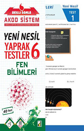 Akıllı Damla Fen Bilimleri Yeni Nesil Yaprak Testler - 6. Sınıf - 1