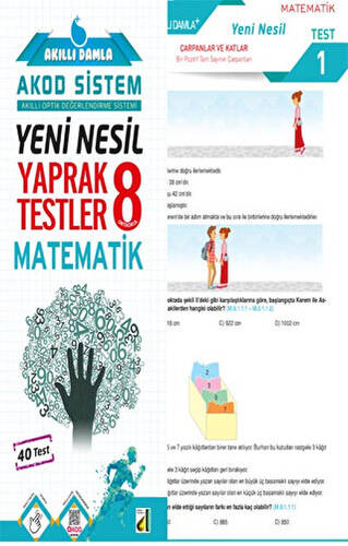 Akıllı Damla Matematik Yeni Nesil Yaprak Testler - 8. Sınıf - 1