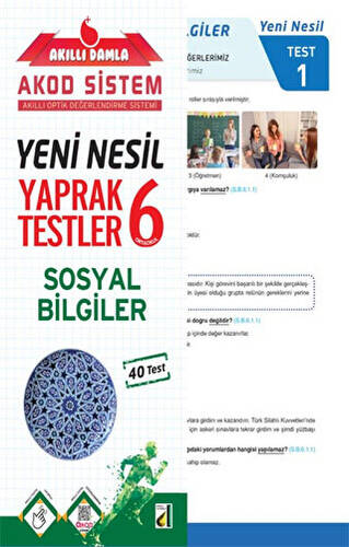 Akıllı Damla Sosyal Bilgiler Yeni Nesil Yaprak Testler - 6. Sınıf - 1